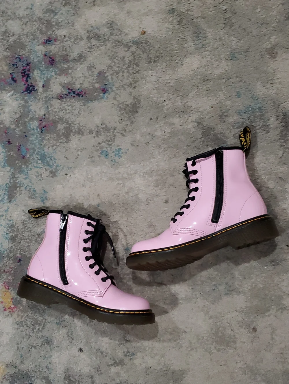 Dr. Martens Pink Lace-Up Leather Combat Boots Kids Size 13